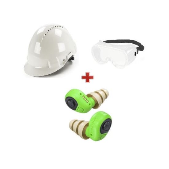 Pack casque de chantier avec lunette et casque anti bruit