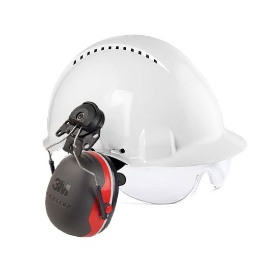 Pack casque de chantier avec lunette et casque anti bruit - 3M X3
