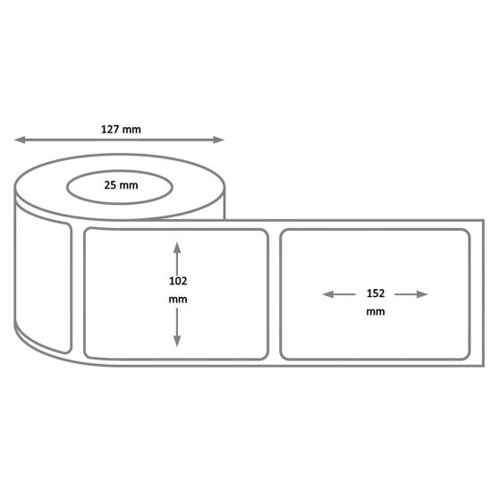 Zebra Z-Perform 1000D - 102 x 152 mm - Etiquettes pour imprimantes Zebra - 800284-605 - dimensions