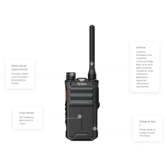 Hytera AP515 UHF - Talkie walkie professionnel analogique avec licence - AP515U1 - schéma