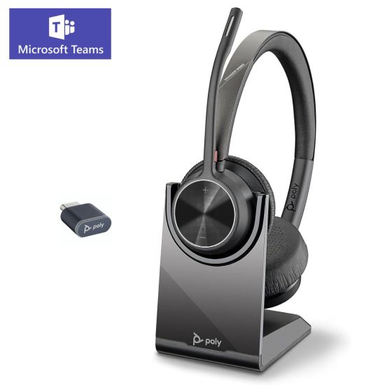 Micro casque Poly Voyager 4320 avec base de chargement et dongle USB C