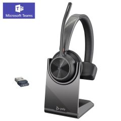 Micro casque mono poly voyageur 4310 certifié microsoft teams avec base de chargement