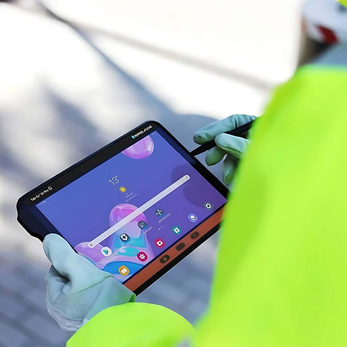 Professionele geharde ATEX-tablet voor het werken aan plannen, constructie, bouwplaatsen